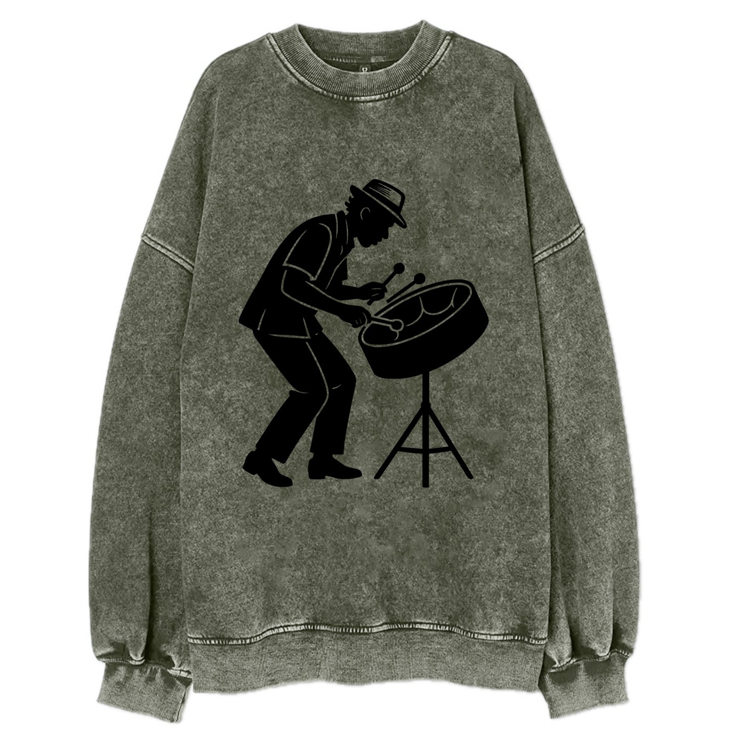 Steel drum player Caribbean rhythm - Vintage Sweatshirt - Forest Mist(Green)