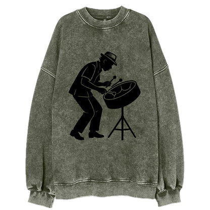 Steel drum player Caribbean rhythm - Vintage Sweatshirt - Forest Mist(Green)