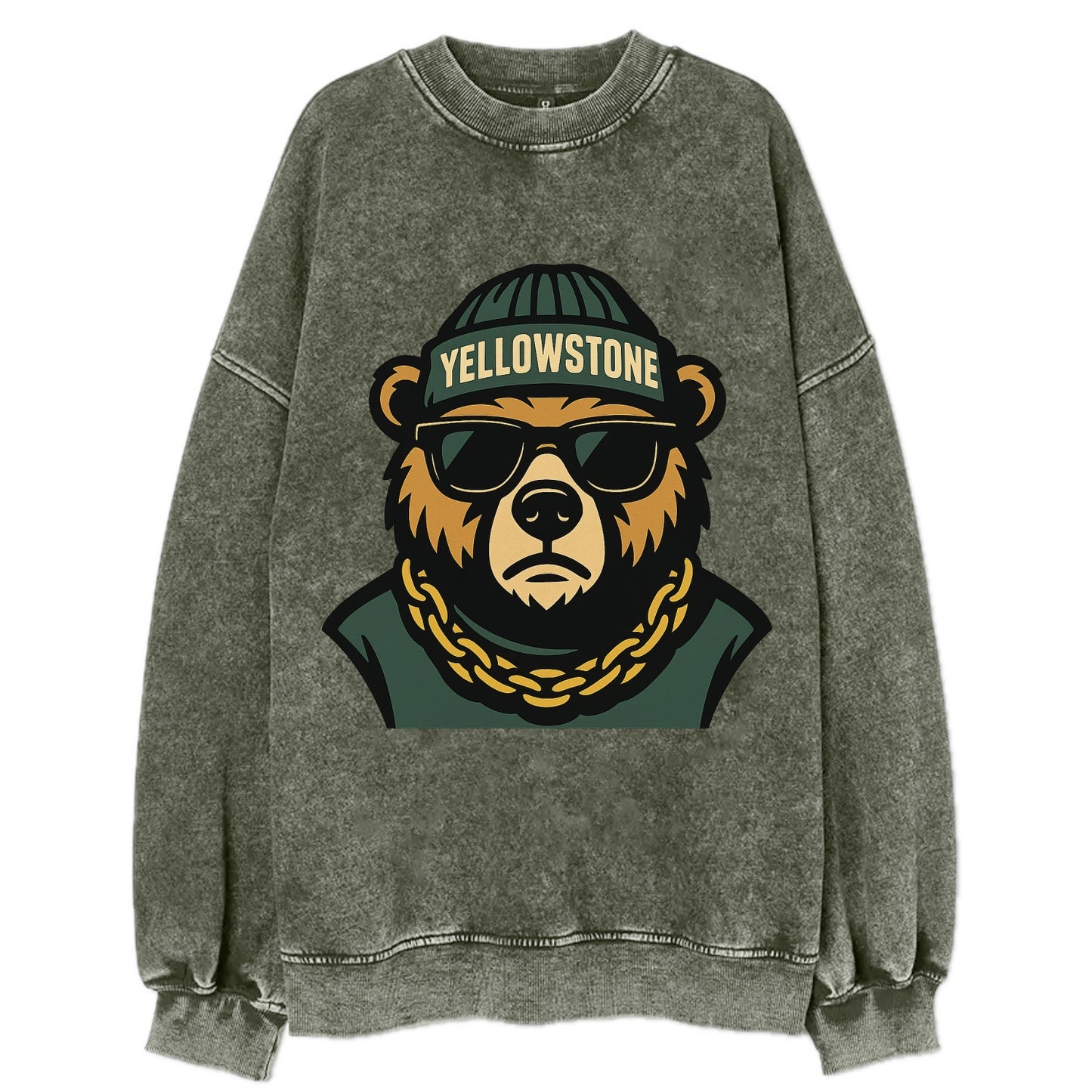 Yellowstone Bear - Vintage Sweatshirt - Forest Mist(Green)