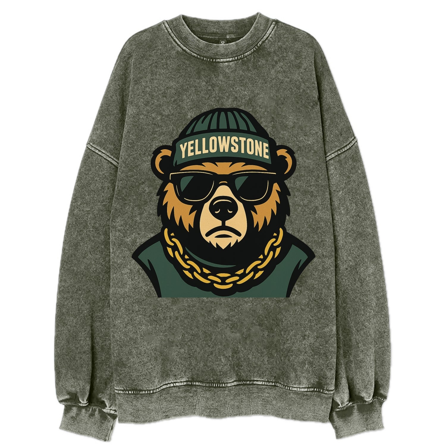 Yellowstone Bear - Vintage Sweatshirt - Forest Mist(Green)