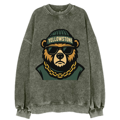 Yellowstone Bear - Vintage Sweatshirt - Forest Mist(Green)