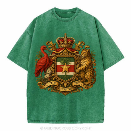 Suriname Star Emblem  - Vintage T-shirt - Forest Mist(Green)