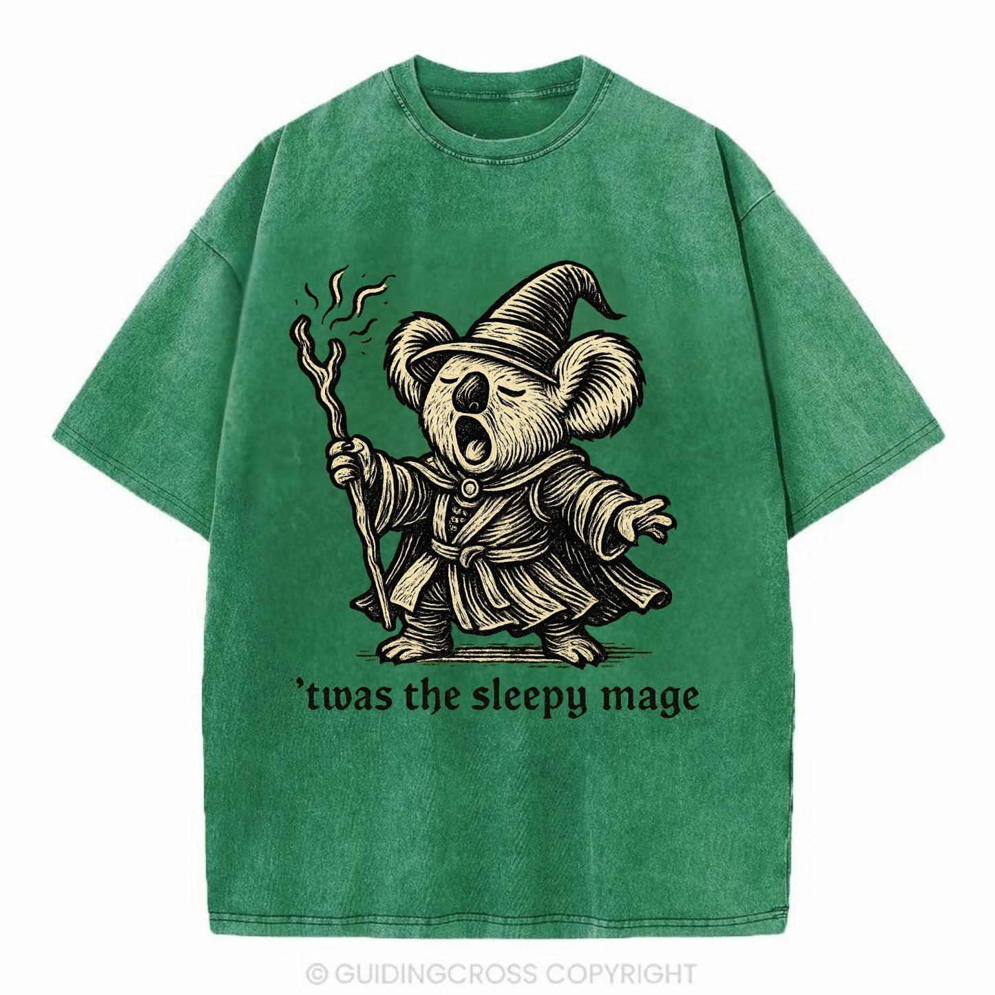 Koala Sleepy Mage  - Vintage T-shirt - Forest Mist(Green)