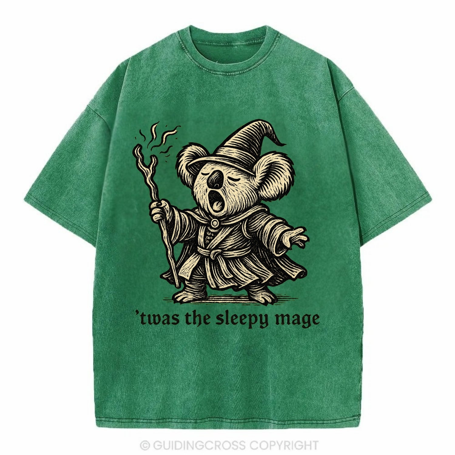 Koala Sleepy Mage  - Vintage T-shirt - Forest Mist(Green)