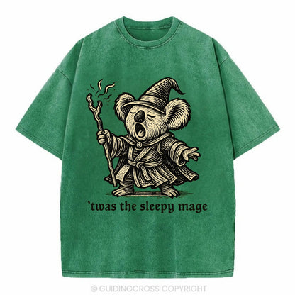 Koala Sleepy Mage  - Vintage T-shirt - Forest Mist(Green)