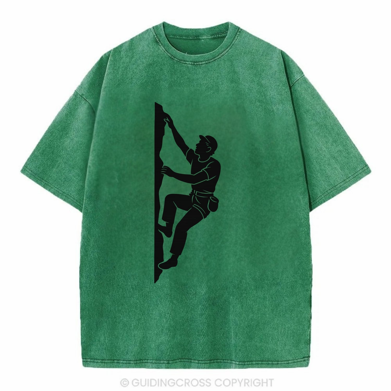 Rock climber reaching for the next hold - Vintage T-shirt - Forest Mist(Green)