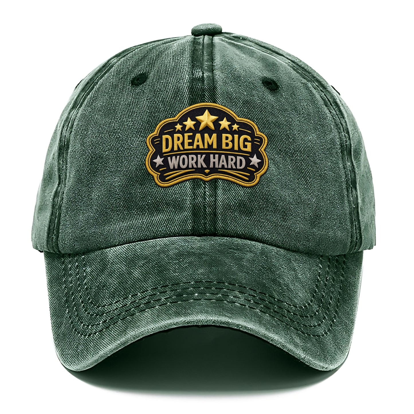 DREAM BIG WORK HARD - stars with text in gold , aspiration - Classic Cap - Forest Mist(Green)