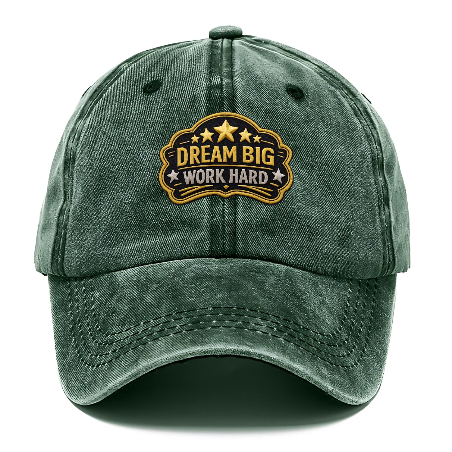 DREAM BIG WORK HARD - stars with text in gold , aspiration - Classic Cap - Forest Mist(Green)