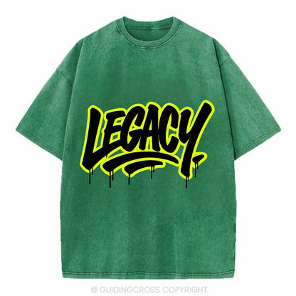 Bold typography design - "LEGACY" - what you leave behind, lasting impact - Vintage T-shirt - Forest Mist(Green)