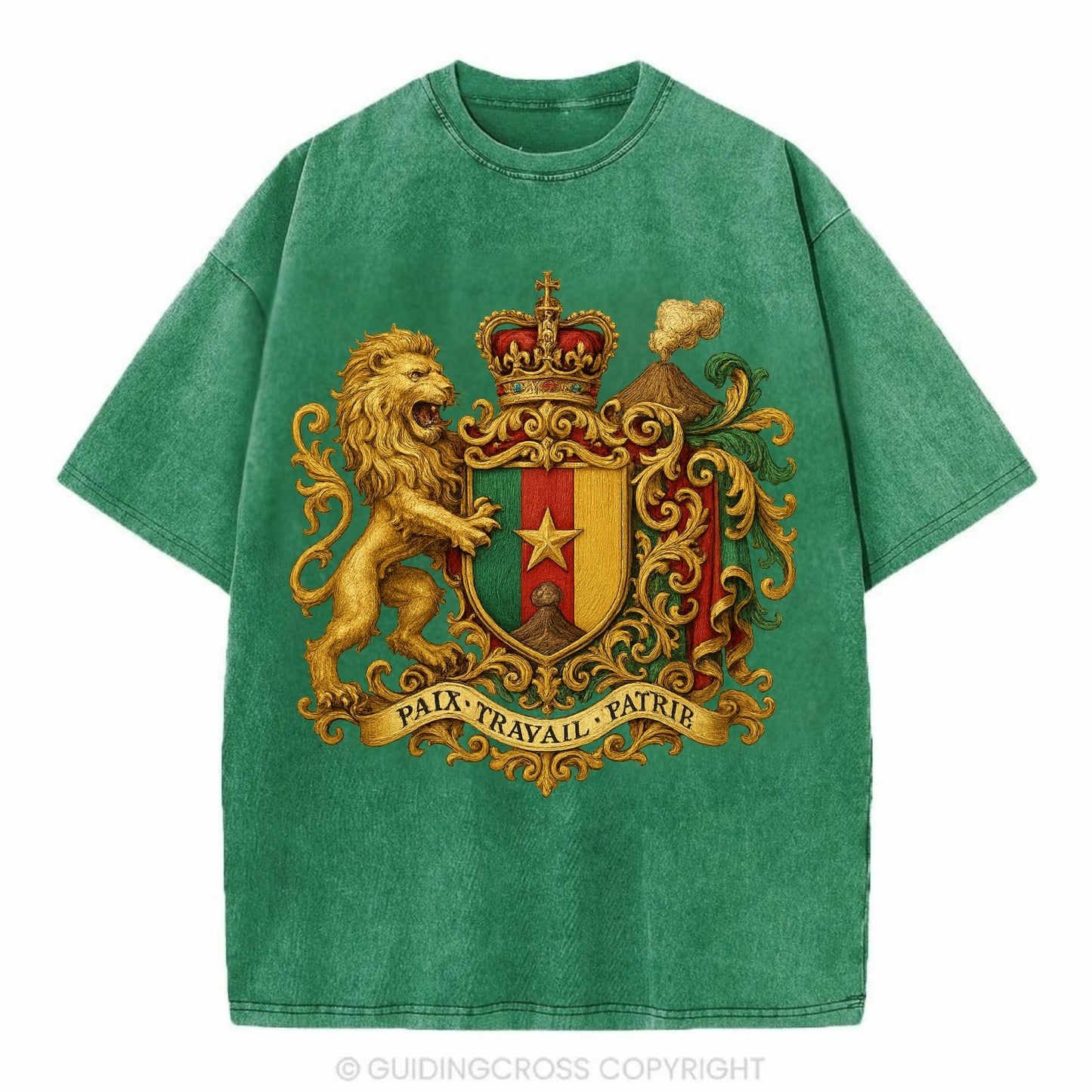 Cameroon Royal Logo  - Vintage T-shirt - Forest Mist(Green)