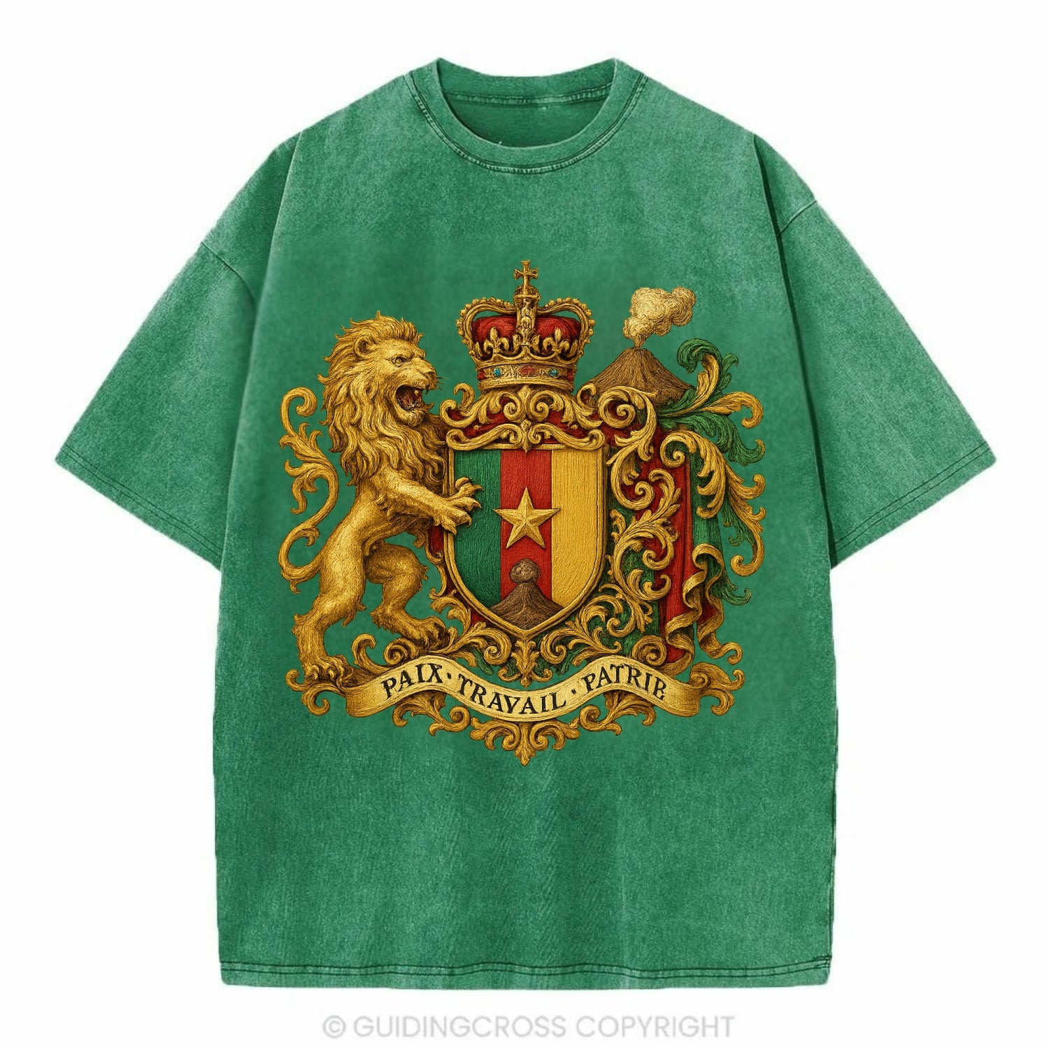 Cameroon Royal Logo  - Vintage T-shirt - Forest Mist(Green)