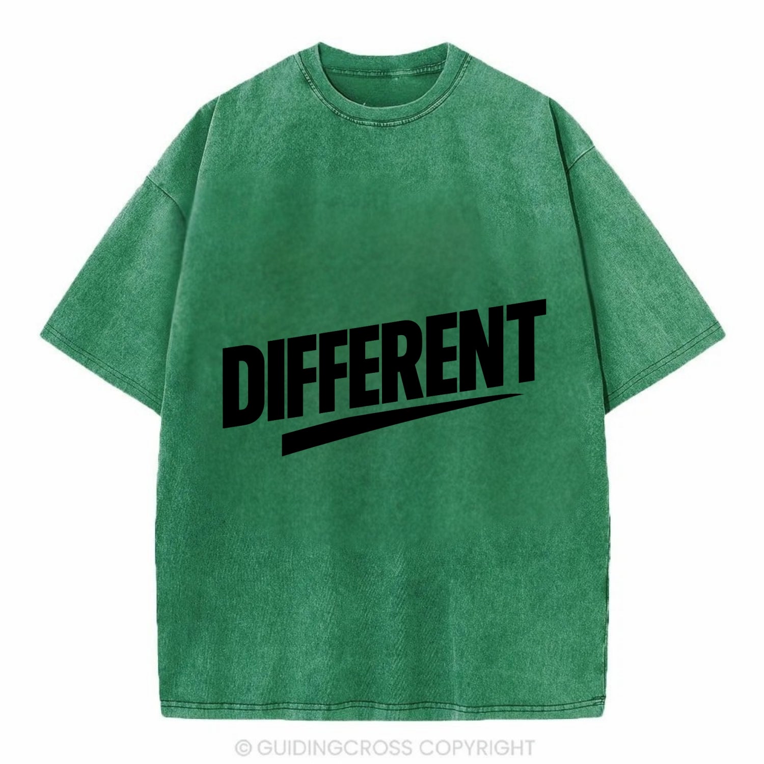 Bold typography design - "DIFFERENT" - standing out, not following crowd - Vintage T-shirt - Forest Mist(Green)