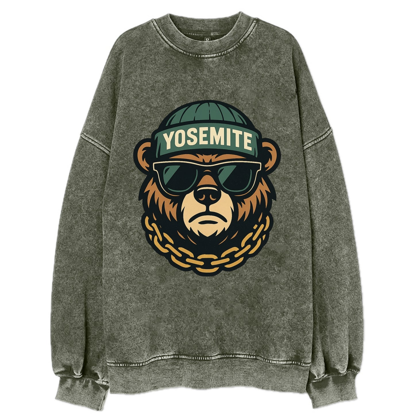Yosemite Bear - Vintage Sweatshirt - Forest Mist(Green)