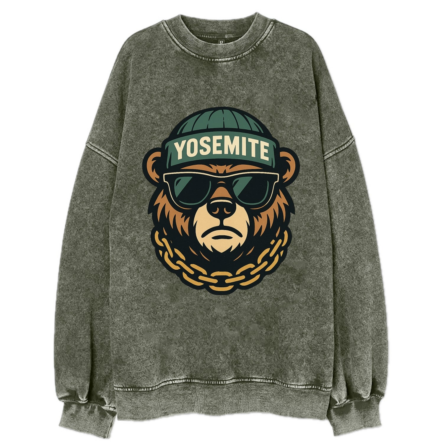 Yosemite Bear - Vintage Sweatshirt - Forest Mist(Green)