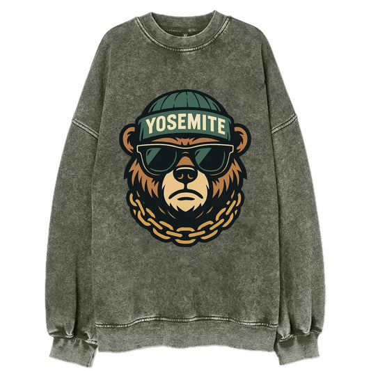 Yosemite Bear - Vintage Sweatshirt - Forest Mist(Green)