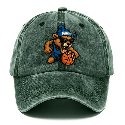 Florida Panther wearing Magic beanie with star wand patch and wayfarer sunglasses - Classic Cap - Forest Mist(Green)