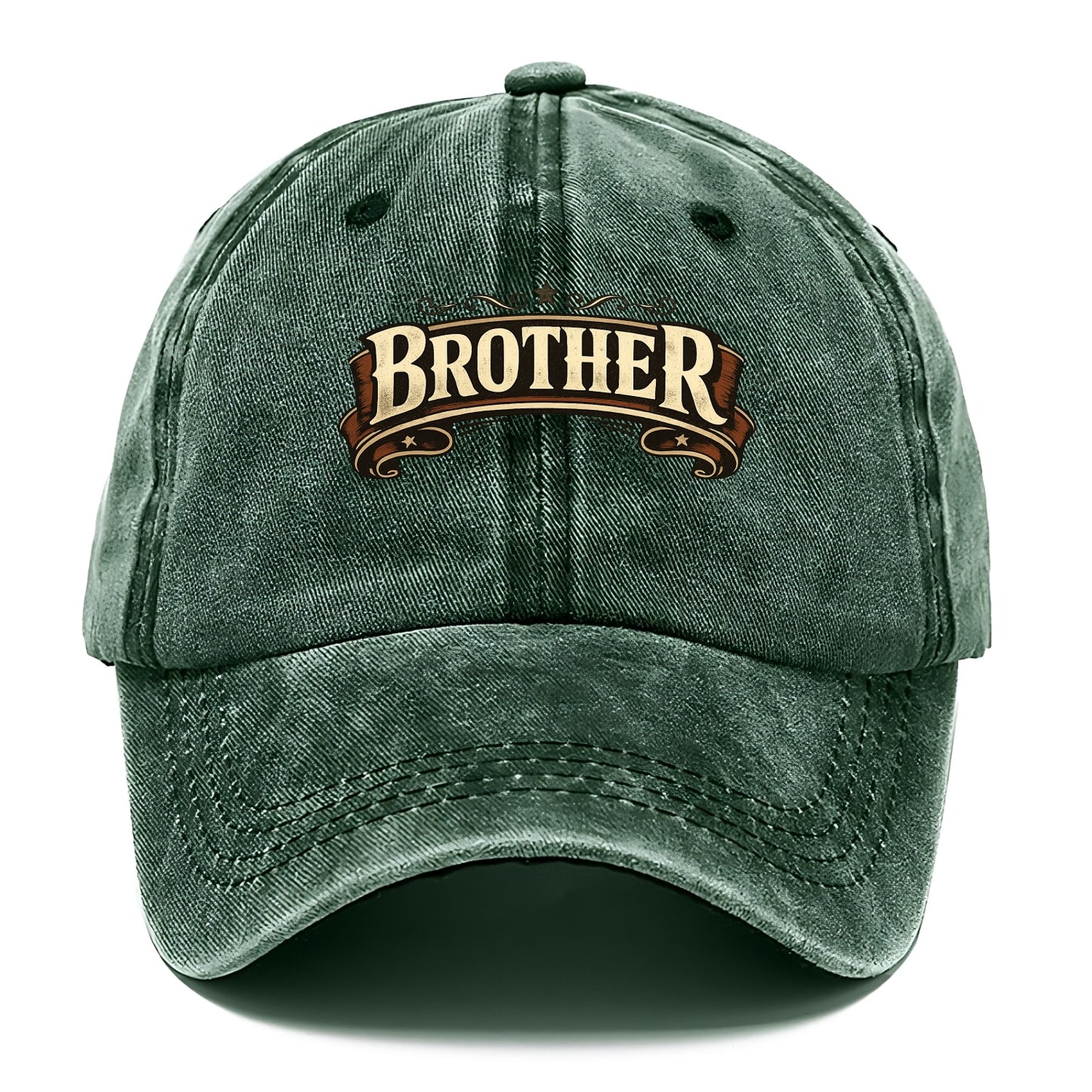 Bold typography design - "BROTHER" - male bond, brotherhood - Classic Cap - Forest Mist(Green)
