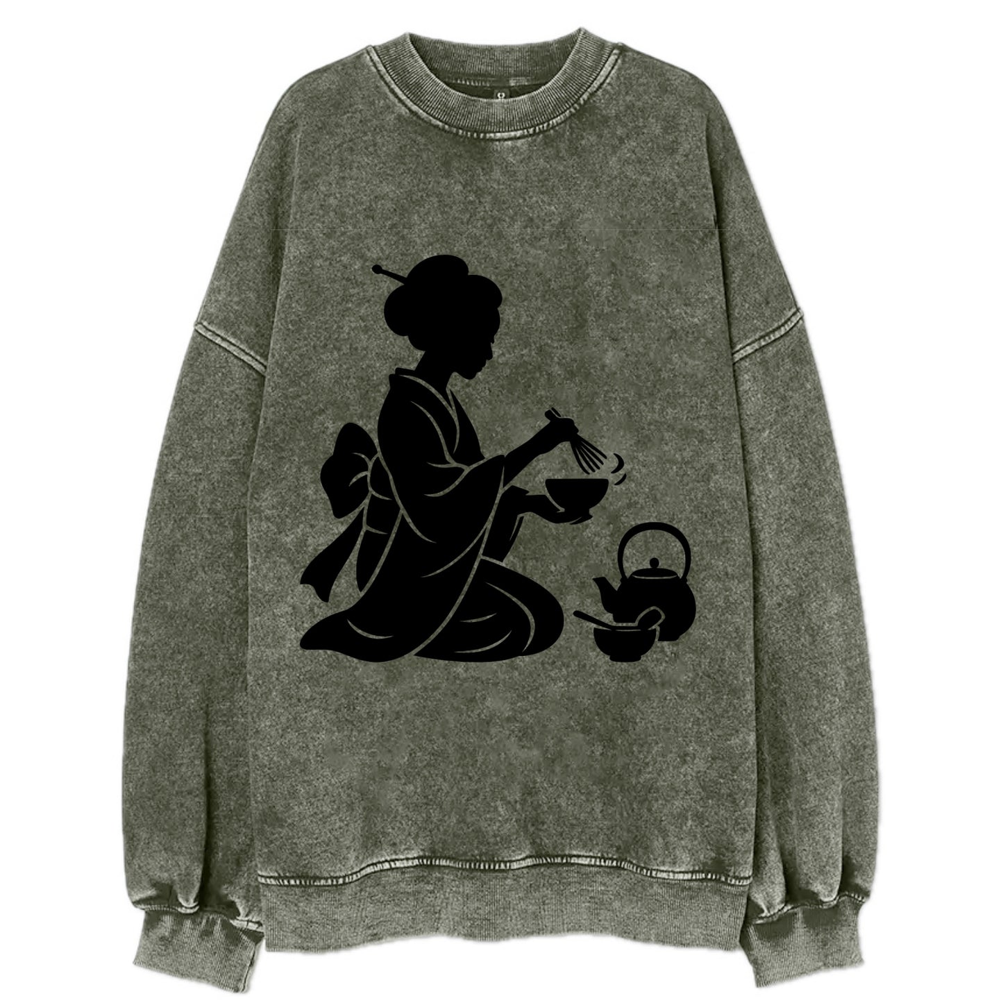 Geisha traditional tea ceremony - Vintage Sweatshirt - Forest Mist(Green)
