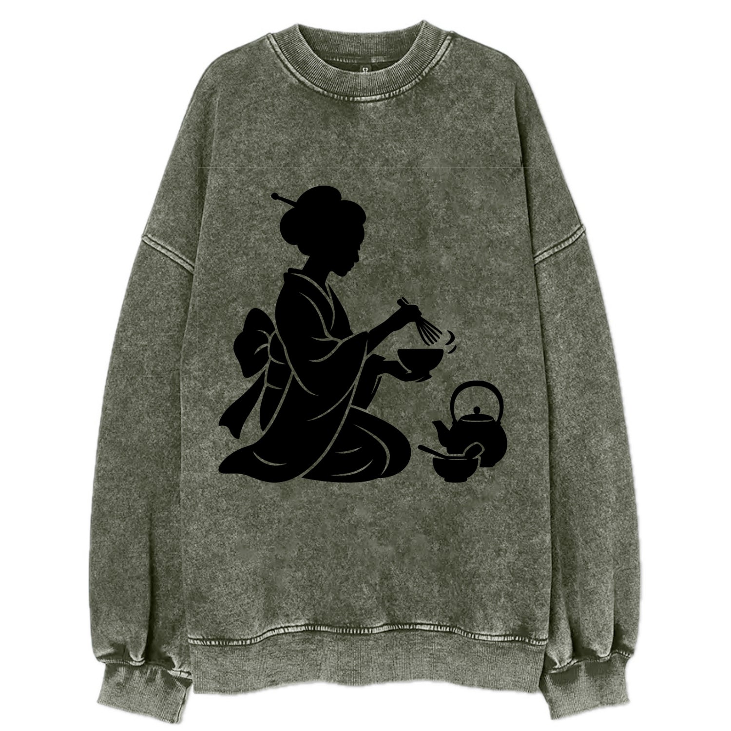 Geisha traditional tea ceremony - Vintage Sweatshirt - Forest Mist(Green)