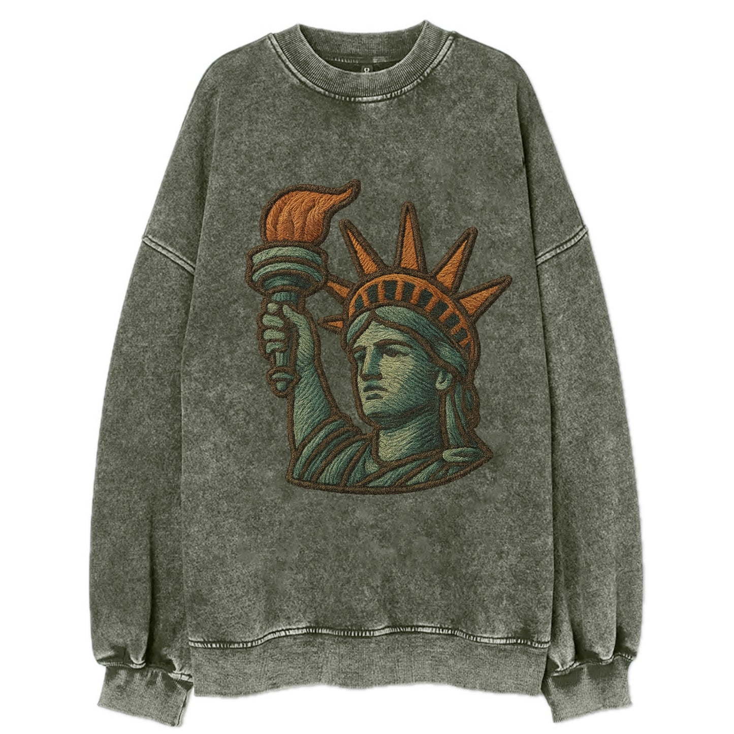 Statue of Liberty  - Vintage Sweatshirt - Forest Mist(Green)