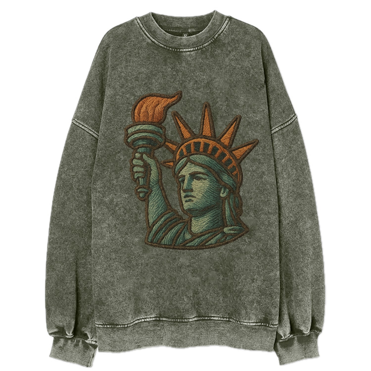 Statue of Liberty  - Vintage Sweatshirt - Forest Mist(Green)