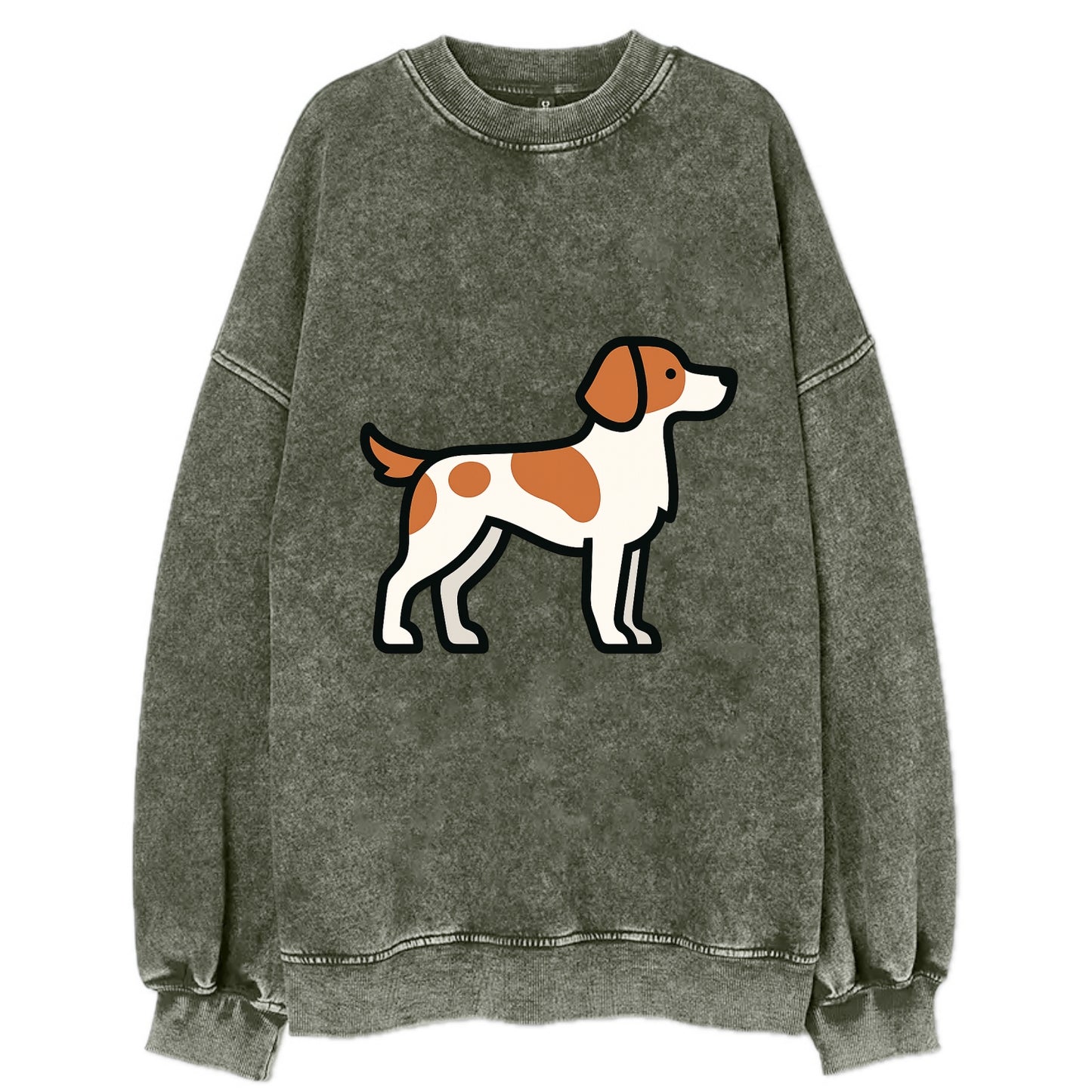 Brittany Spaniel - Orange and white flat side profile - Vintage Sweatshirt - Forest Mist(Green)