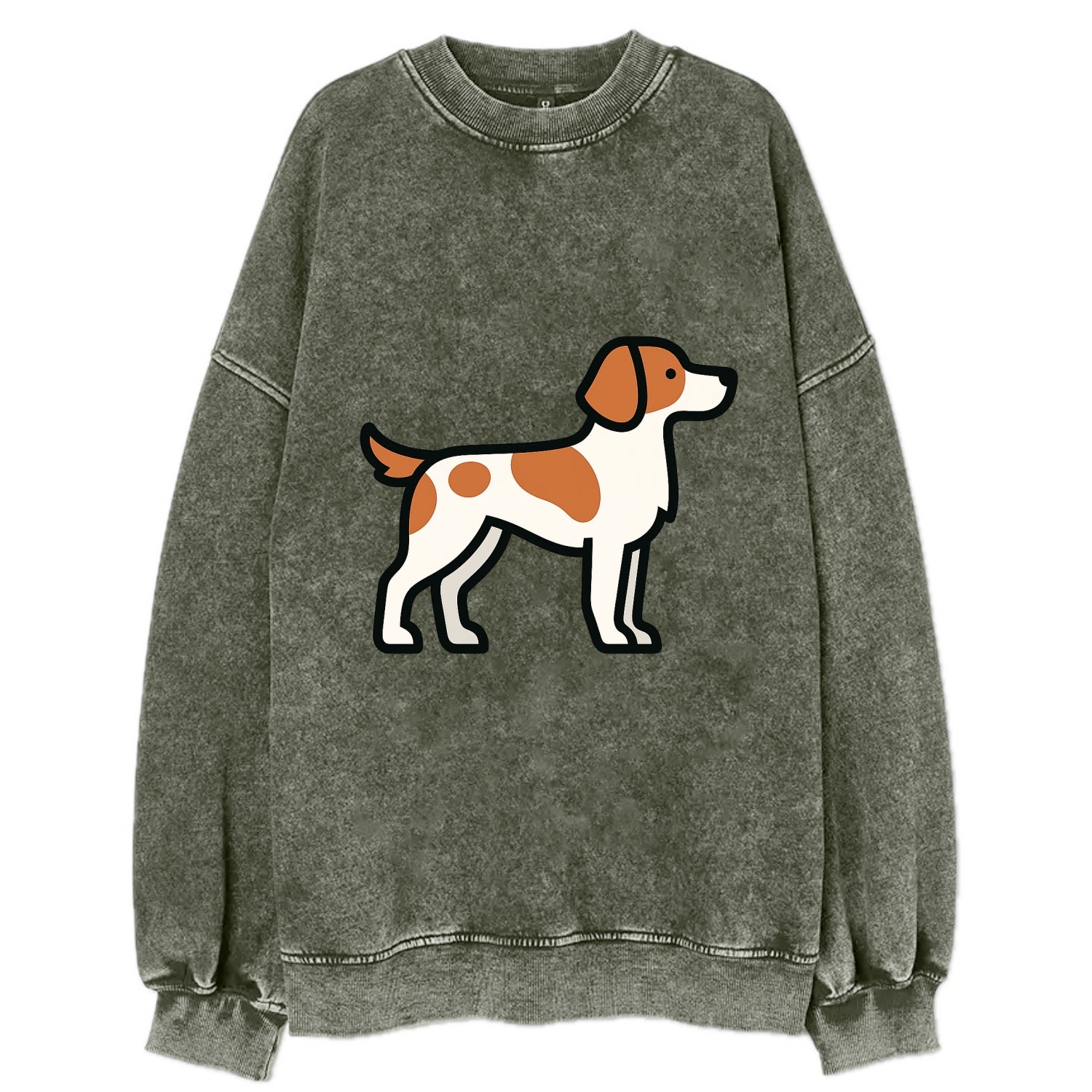 Brittany Spaniel - Orange and white flat side profile - Vintage Sweatshirt - Forest Mist(Green)