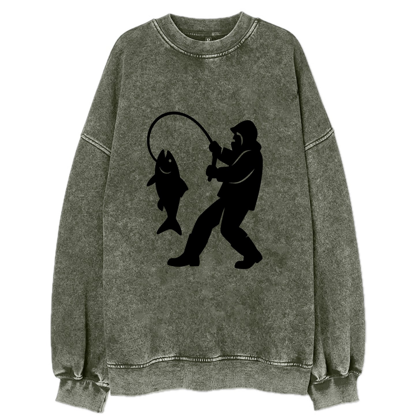 Alaskan fisherman hauling catch - Vintage Sweatshirt - Forest Mist(Green)