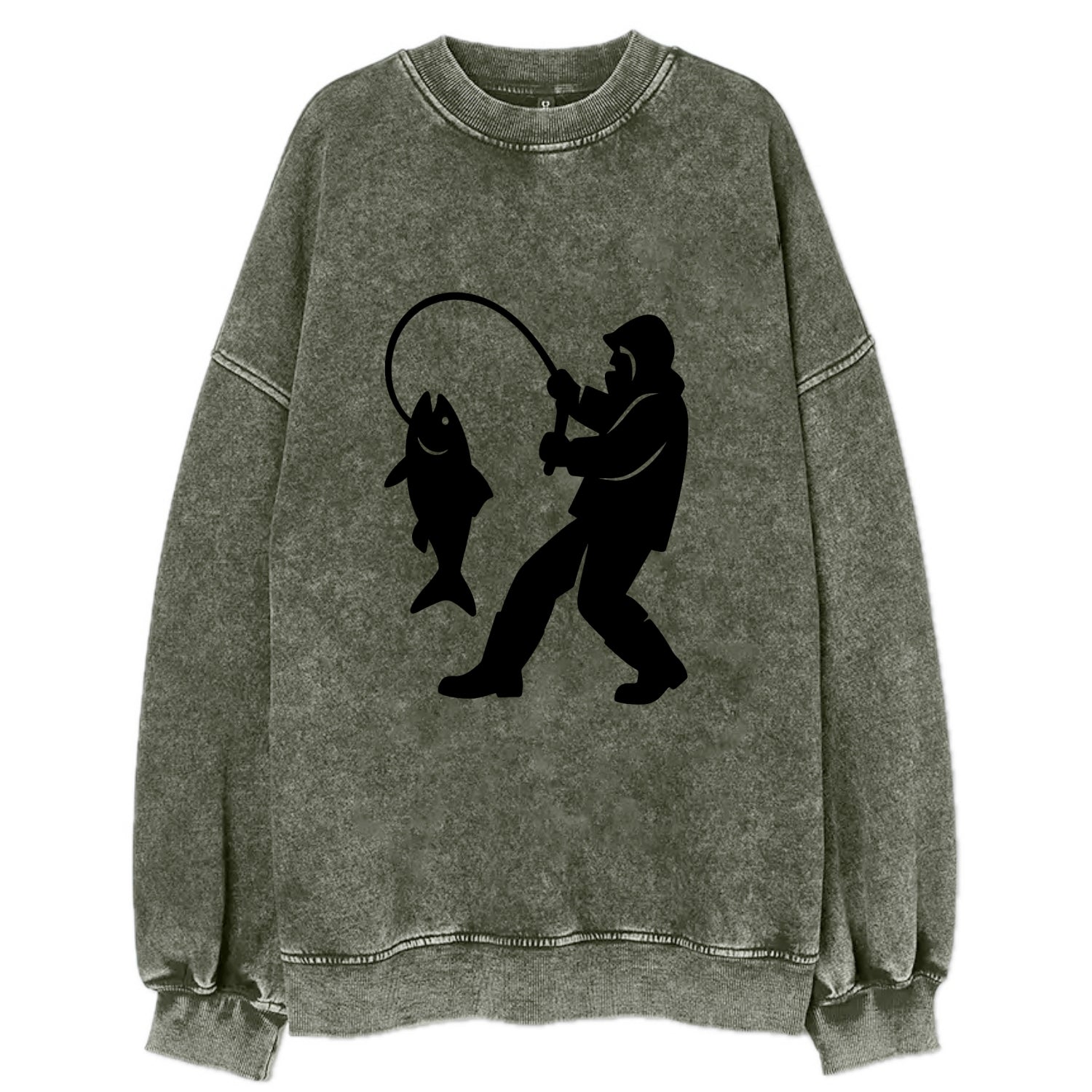 Alaskan fisherman hauling catch - Vintage Sweatshirt - Forest Mist(Green)