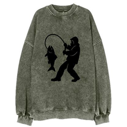 Alaskan fisherman hauling catch - Vintage Sweatshirt - Forest Mist(Green)