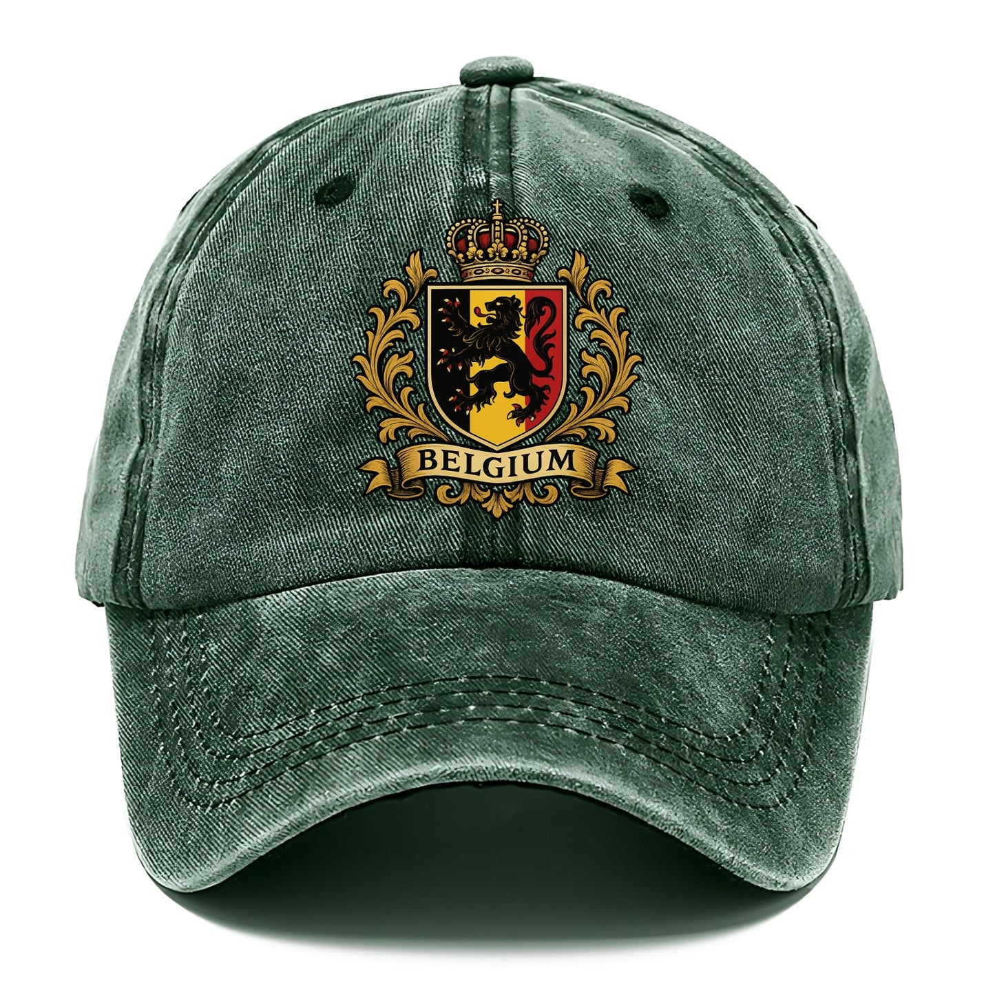 Belgium Lion Emblem (black Lion Rampant, Black/yellow/red Shield) Classic Cap - Forest Mist(Green)