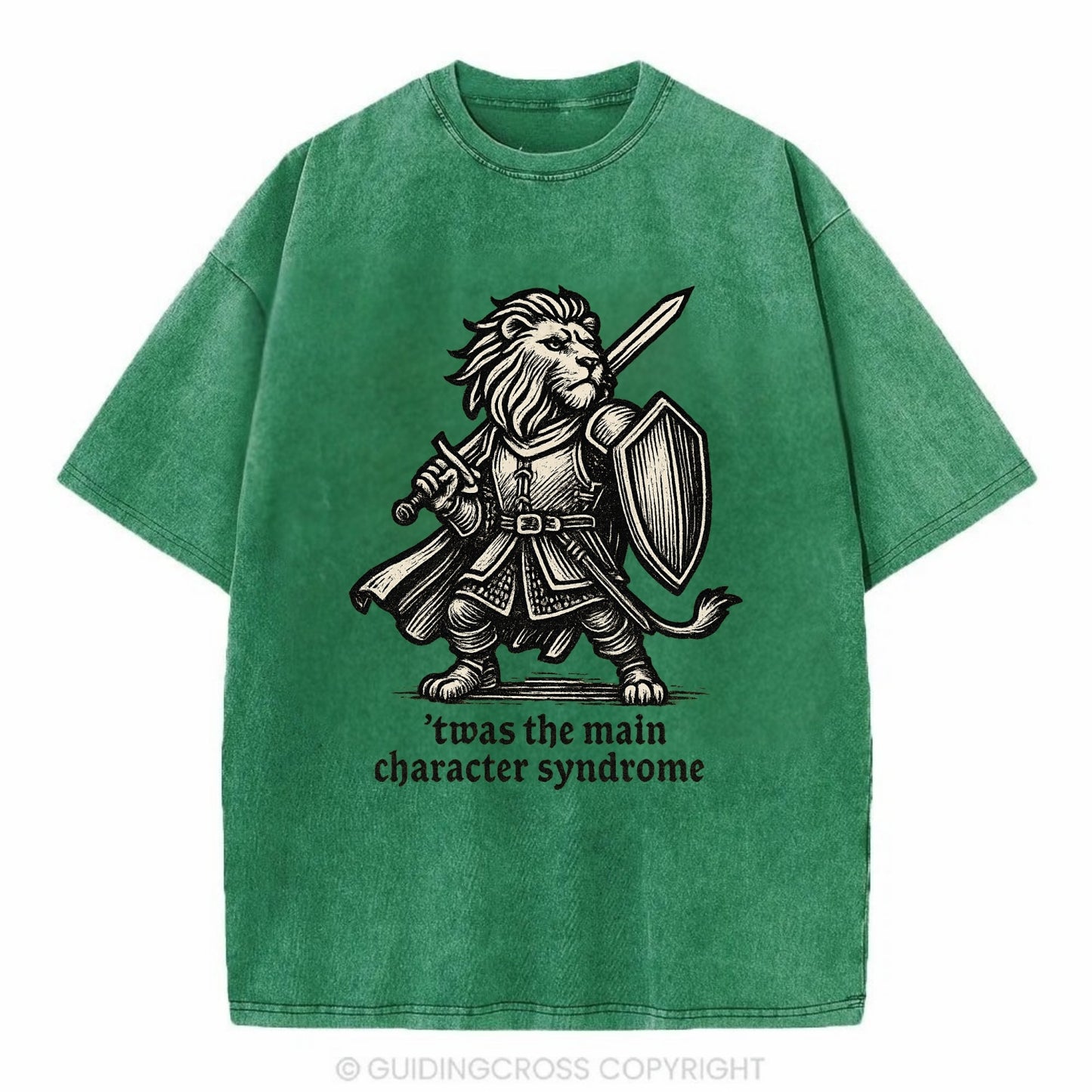 Main Character Syndrome Lion  - Vintage T-shirt - Forest Mist(Green)