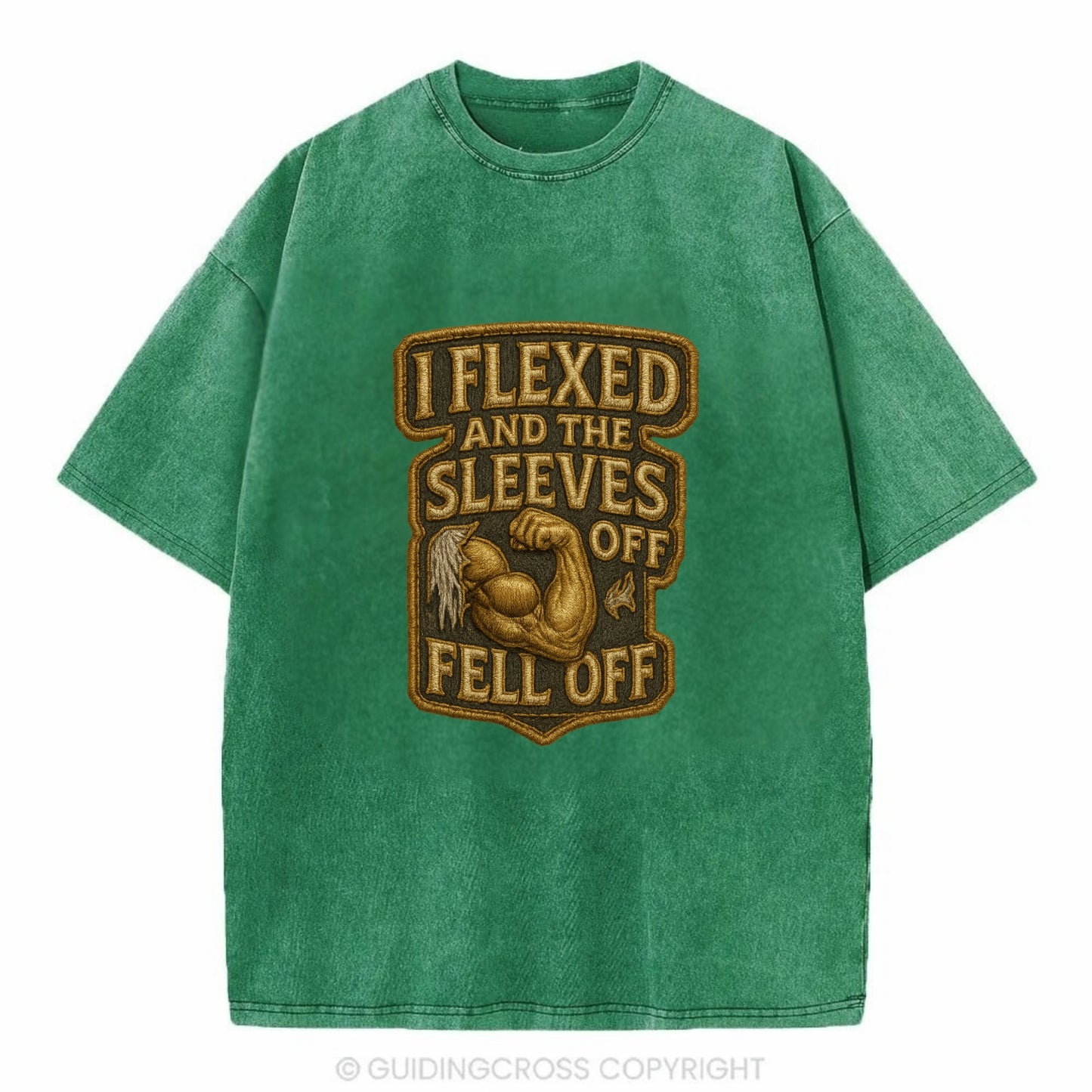 I Flexed and The Sleeves Fell Off  - Vintage T-shirt - Forest Mist(Green)