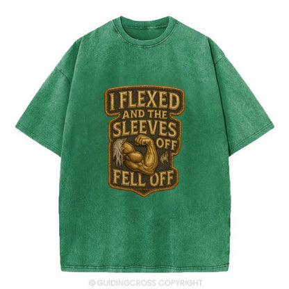 I Flexed and The Sleeves Fell Off  - Vintage T-shirt - Forest Mist(Green)