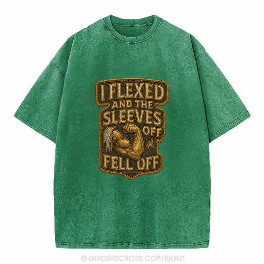 I Flexed and The Sleeves Fell Off  - Vintage T-shirt - Forest Mist(Green)