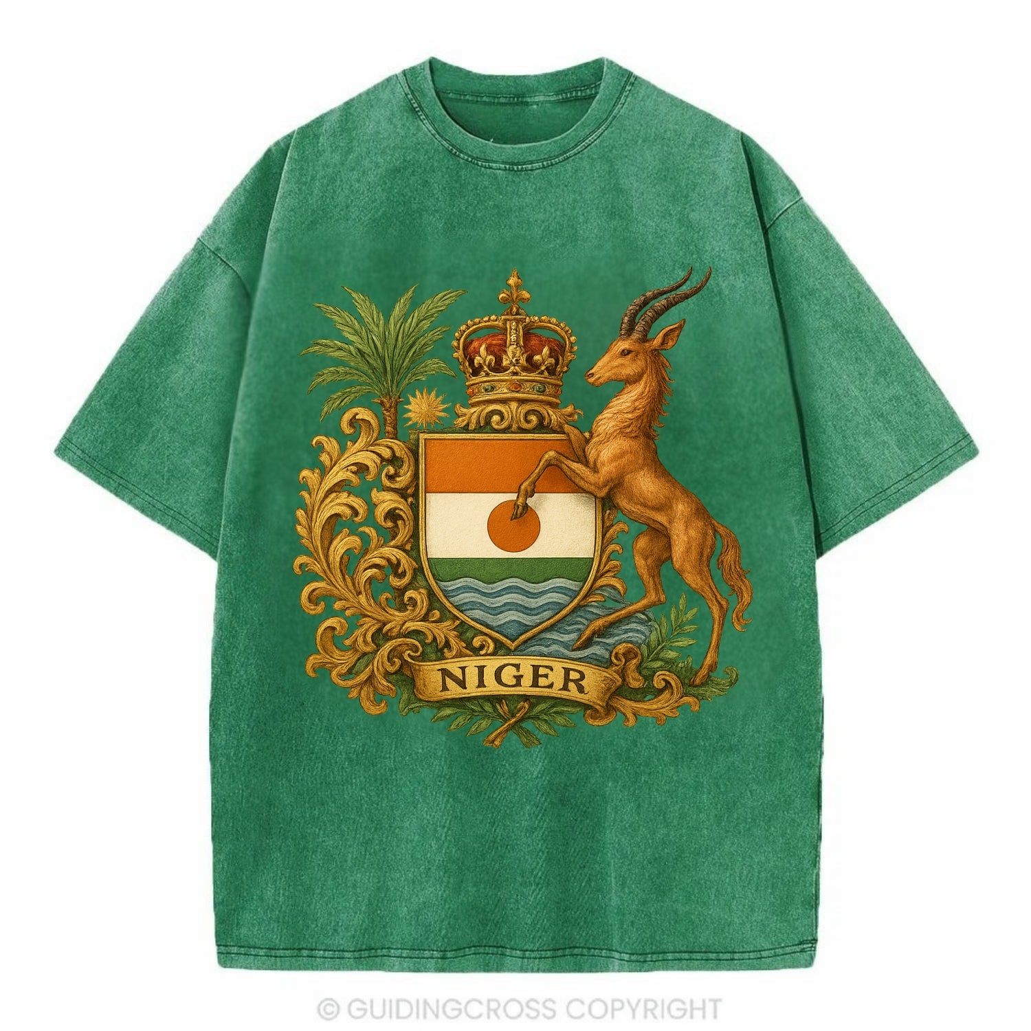 Niger Heritage Badge  - Vintage T-shirt - Forest Mist(Green)