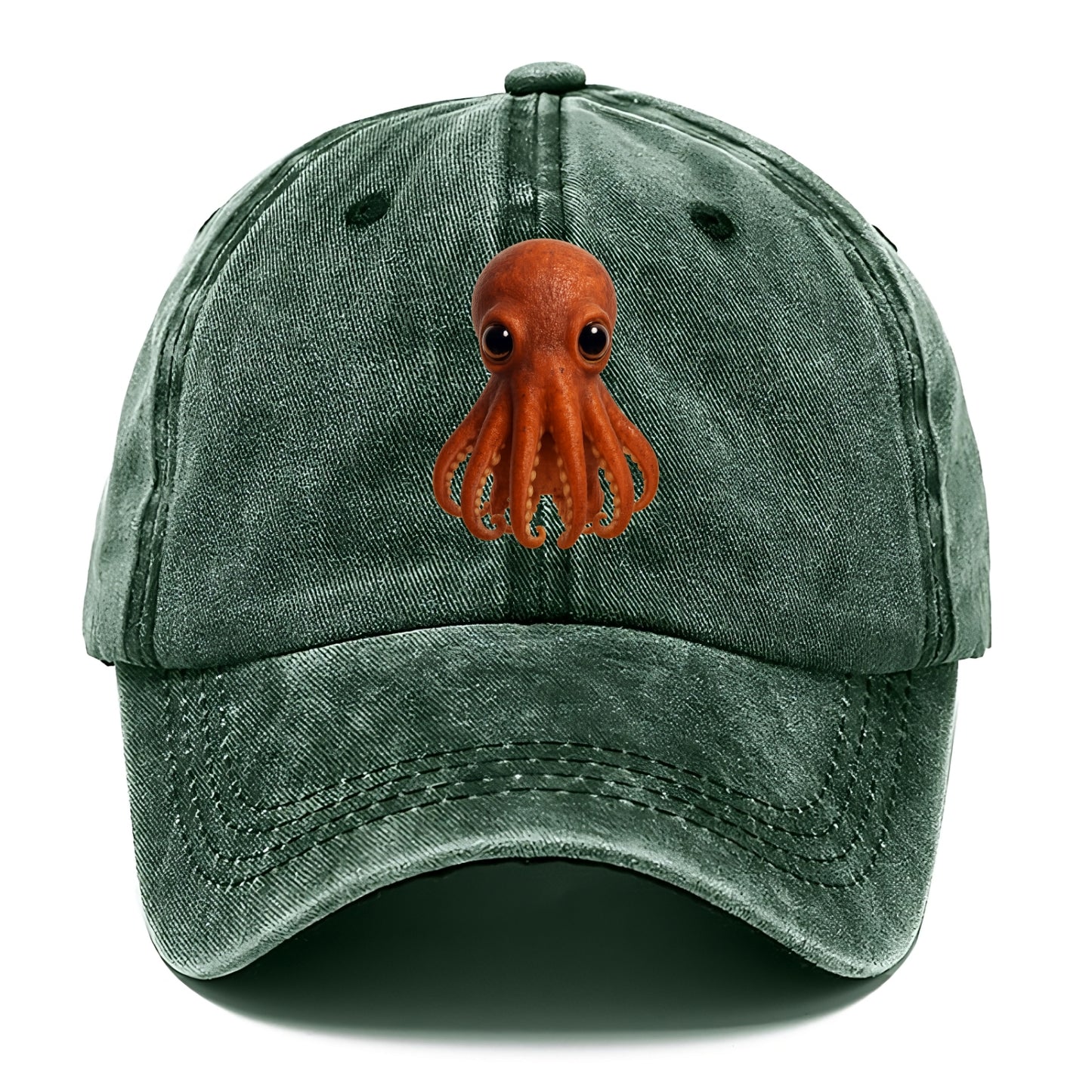Baby Giant Pacific Octopus - reddish, smaller tentacles, expressive eyes, - Classic Cap - Forest Mist(Green)