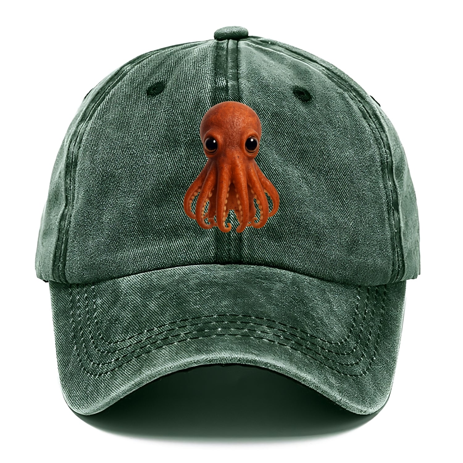 Baby Giant Pacific Octopus - reddish, smaller tentacles, expressive eyes, - Classic Cap - Forest Mist(Green)