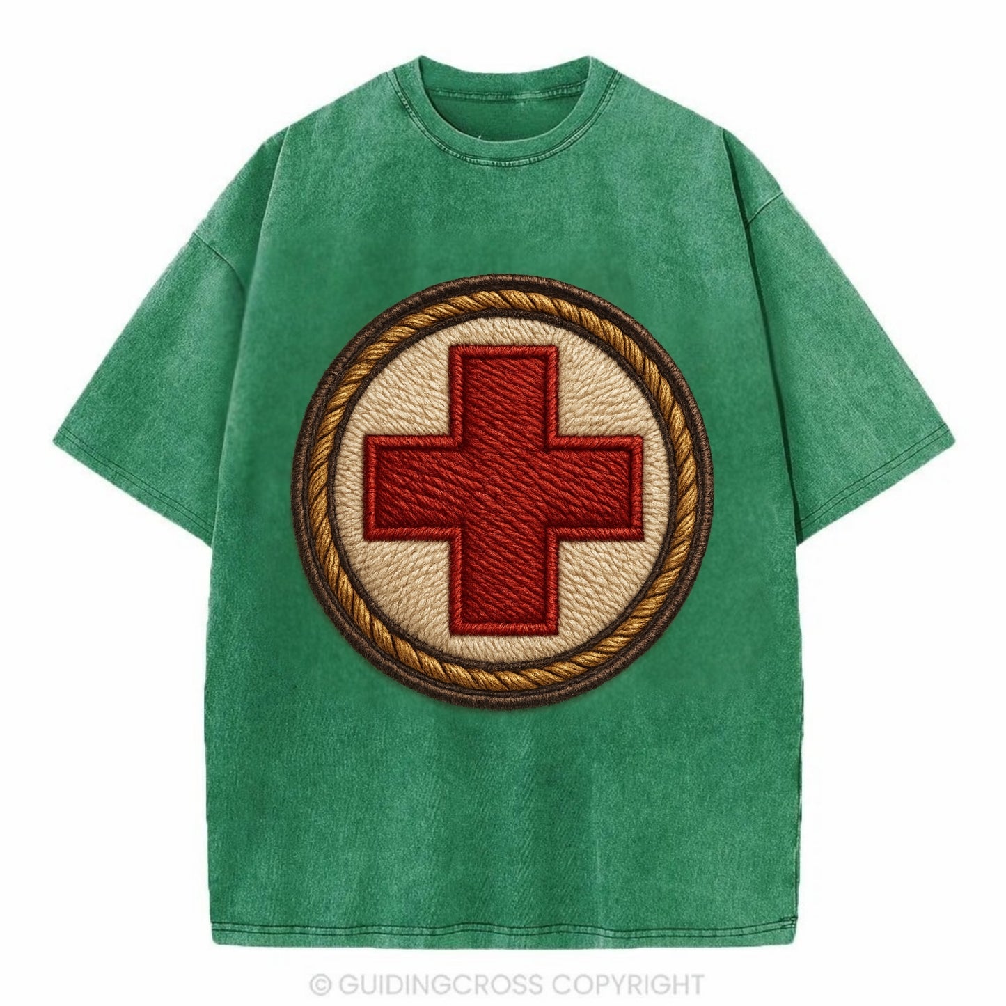 Medical Cross  - Vintage T-shirt - Forest Mist(Green)