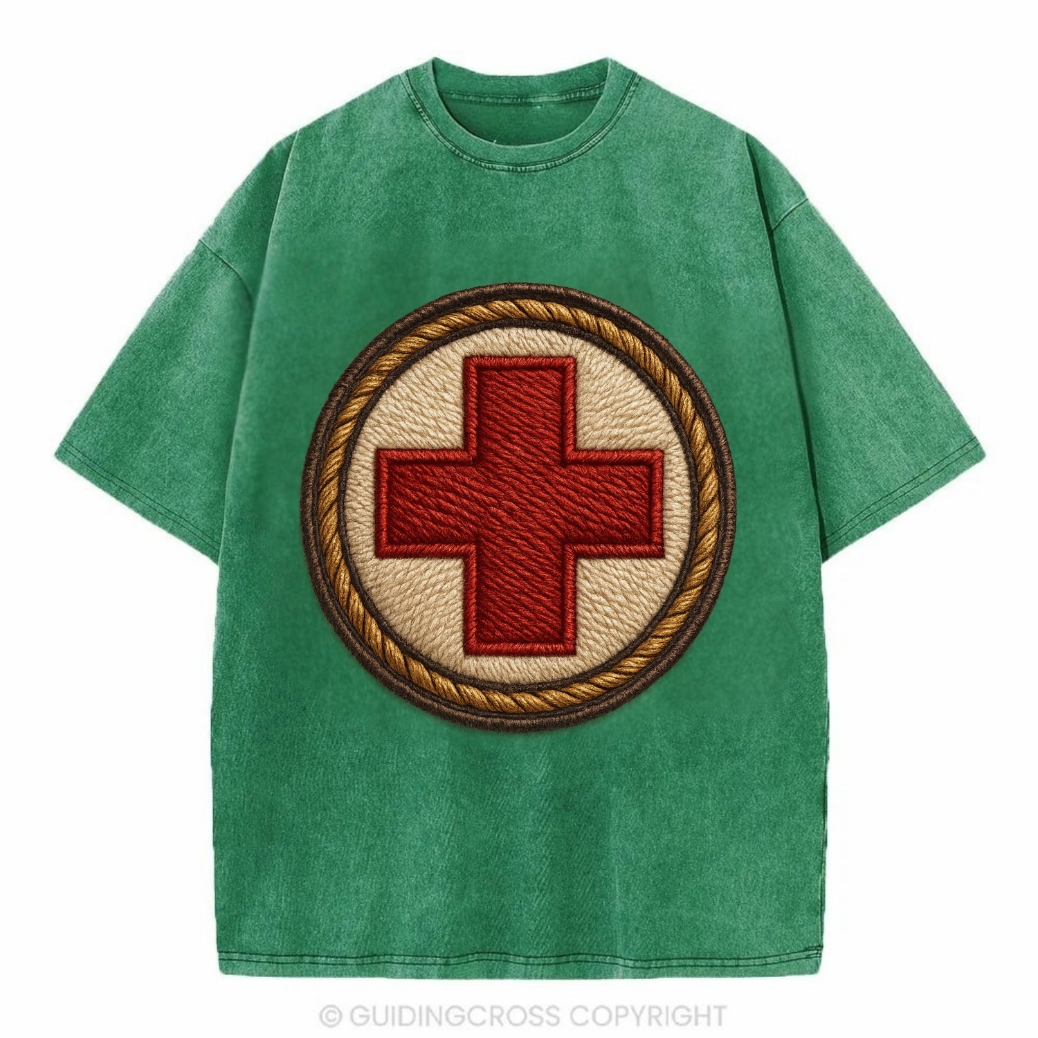 Medical Cross  - Vintage T-shirt - Forest Mist(Green)