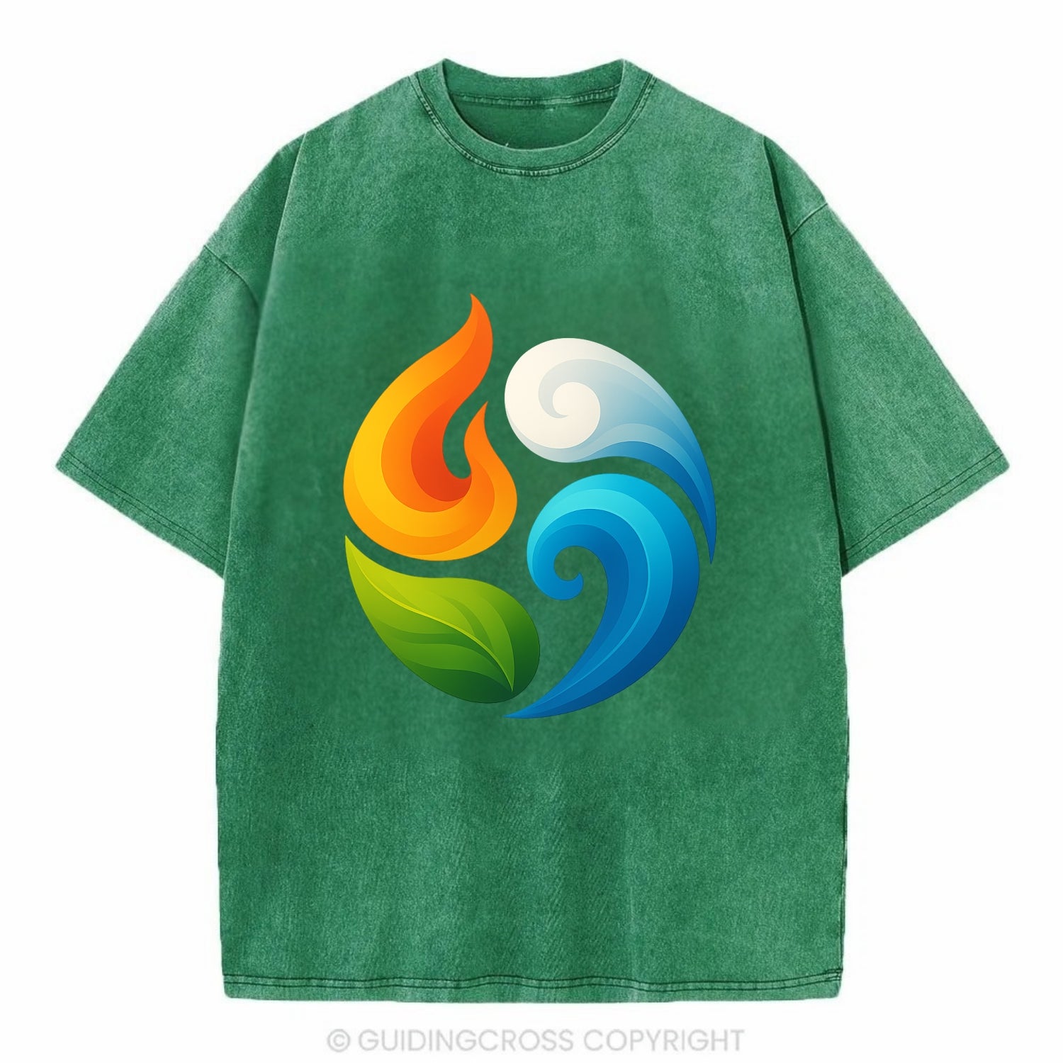 Four Elements Dance - Fire orange, water - Vintage T-shirt - Forest Mist(Green)