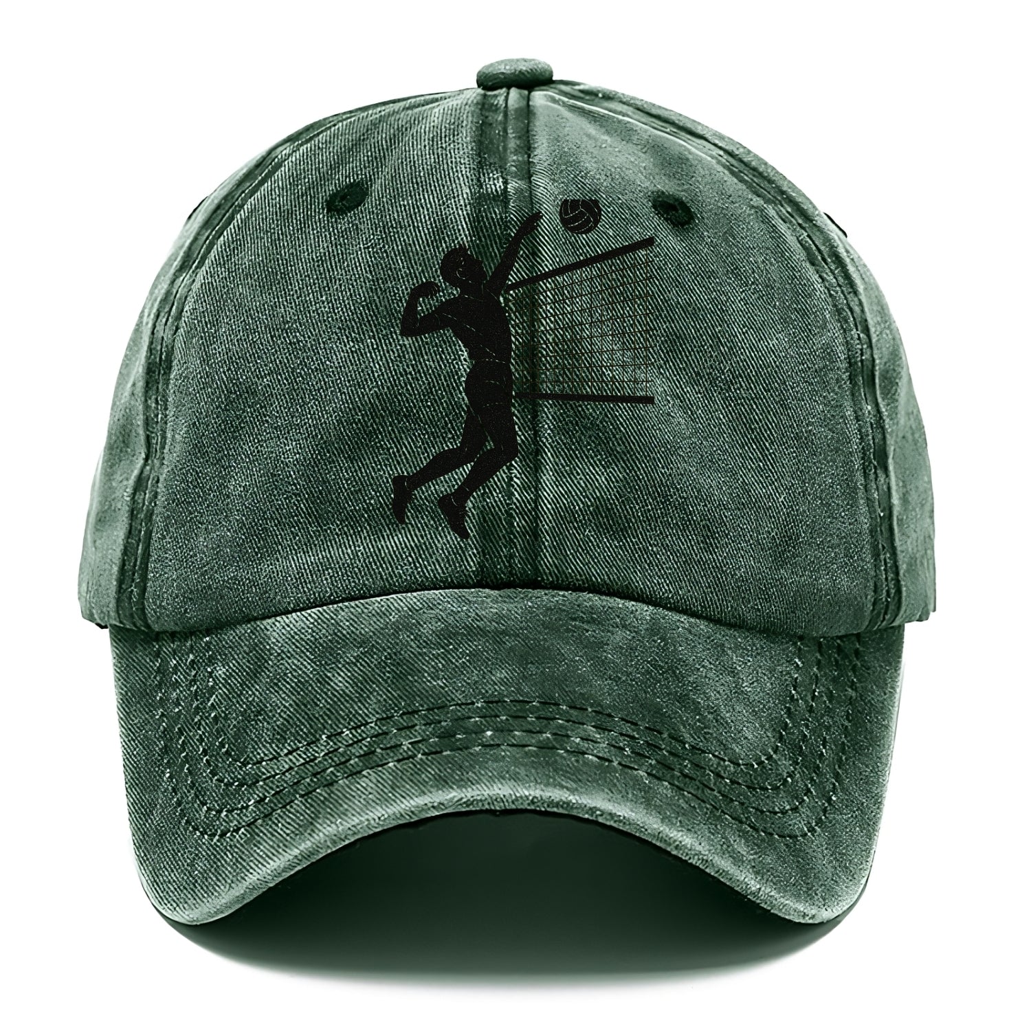 Volleyball player spiking at the net - Classic Cap - Forest Mist(Green)