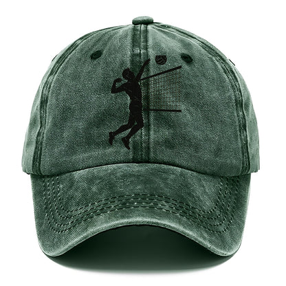 Volleyball player spiking at the net - Classic Cap - Forest Mist(Green)