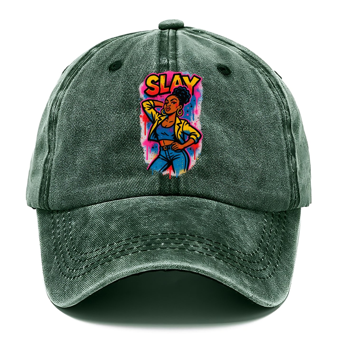 Empowered figure striking confident pose - "slay" culture, fierce and fabulous energy - Classic Cap - Forest Mist(Green)