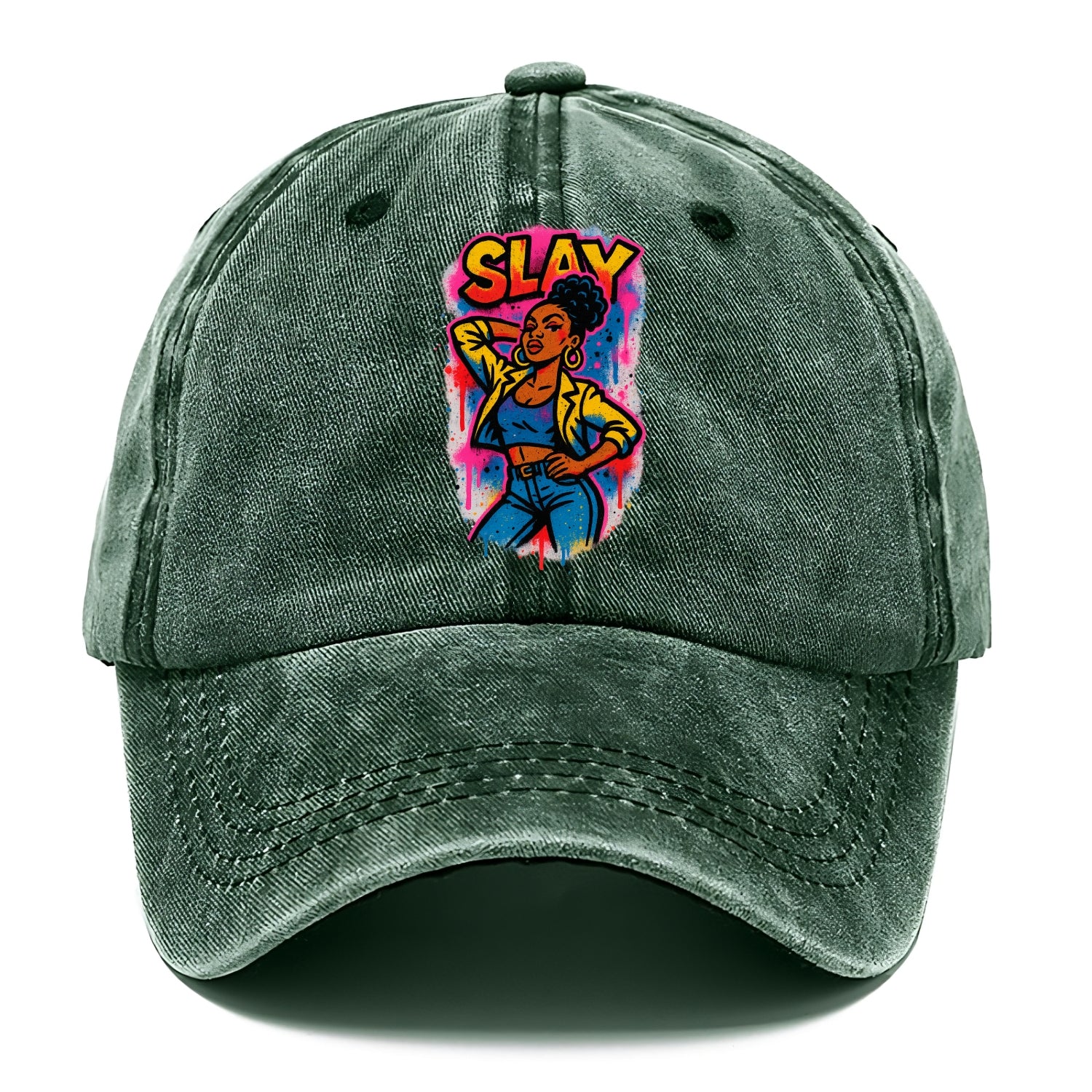 Empowered figure striking confident pose - "slay" culture, fierce and fabulous energy - Classic Cap - Forest Mist(Green)