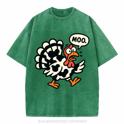 Mooing Turkey - Vintage T-shirt - Forest Mist(Green)