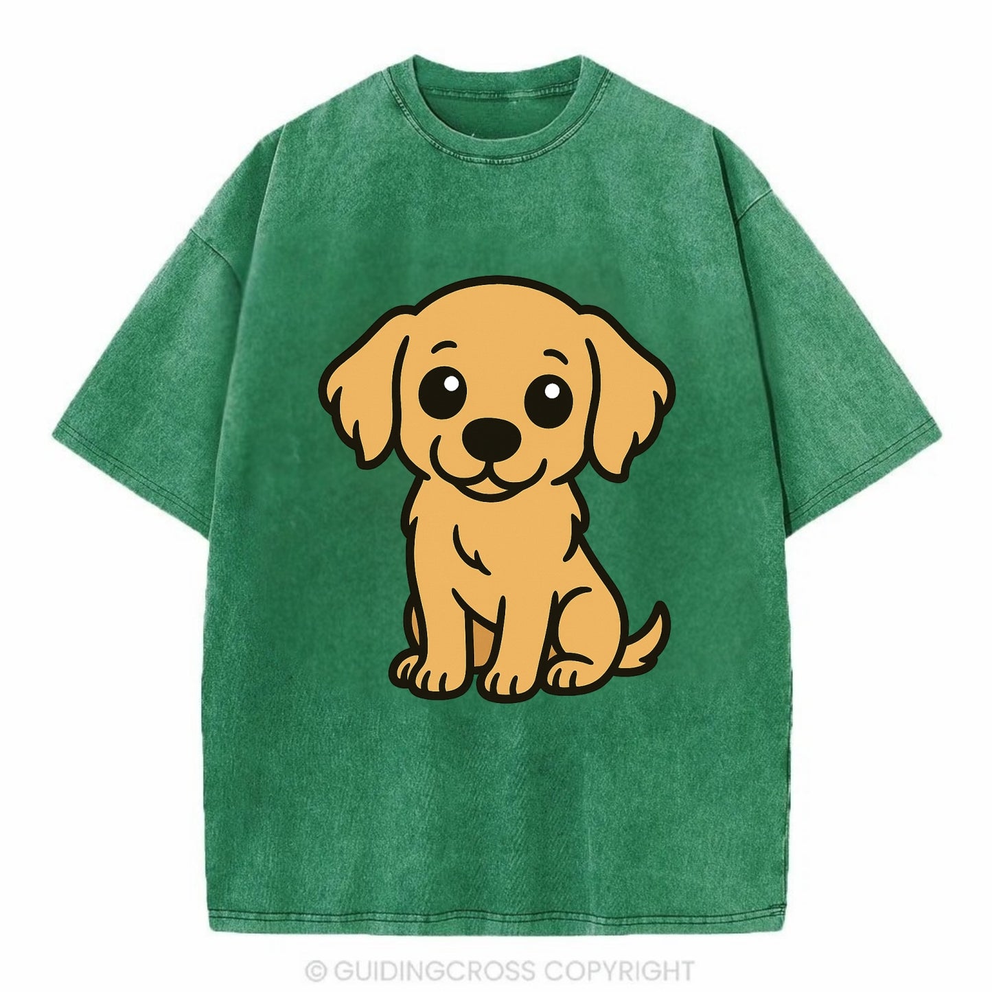 Golden Retriever - Head tilt curious pose - Vintage T-shirt - Forest Mist(Green)