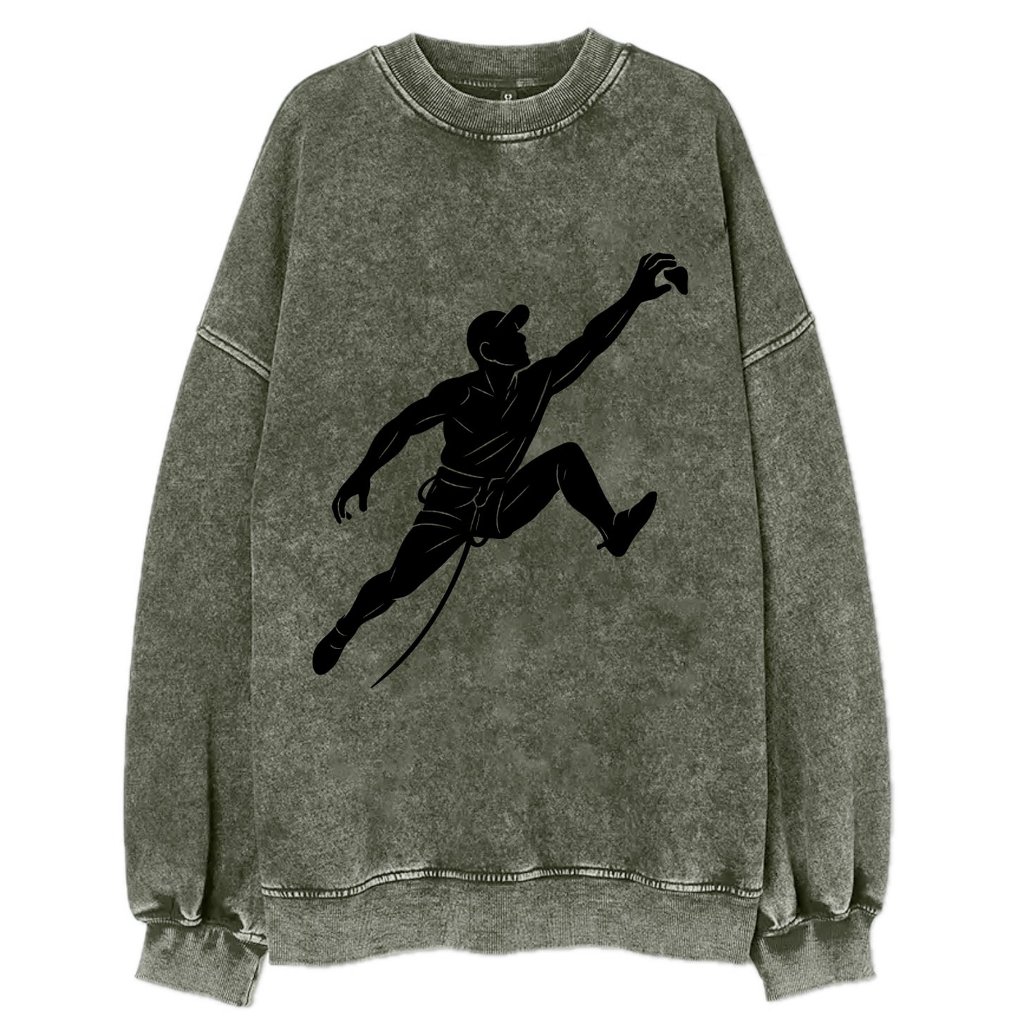Rock wall climber reaching hold - Vintage Sweatshirt - Forest Mist(Green)