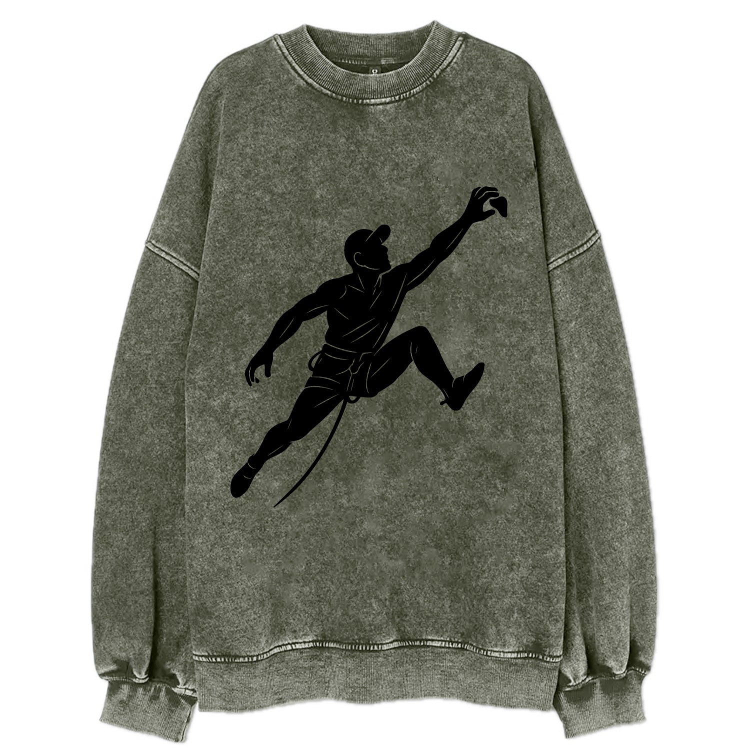 Rock wall climber reaching hold - Vintage Sweatshirt - Forest Mist(Green)