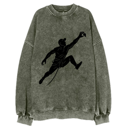 Rock wall climber reaching hold - Vintage Sweatshirt - Forest Mist(Green)